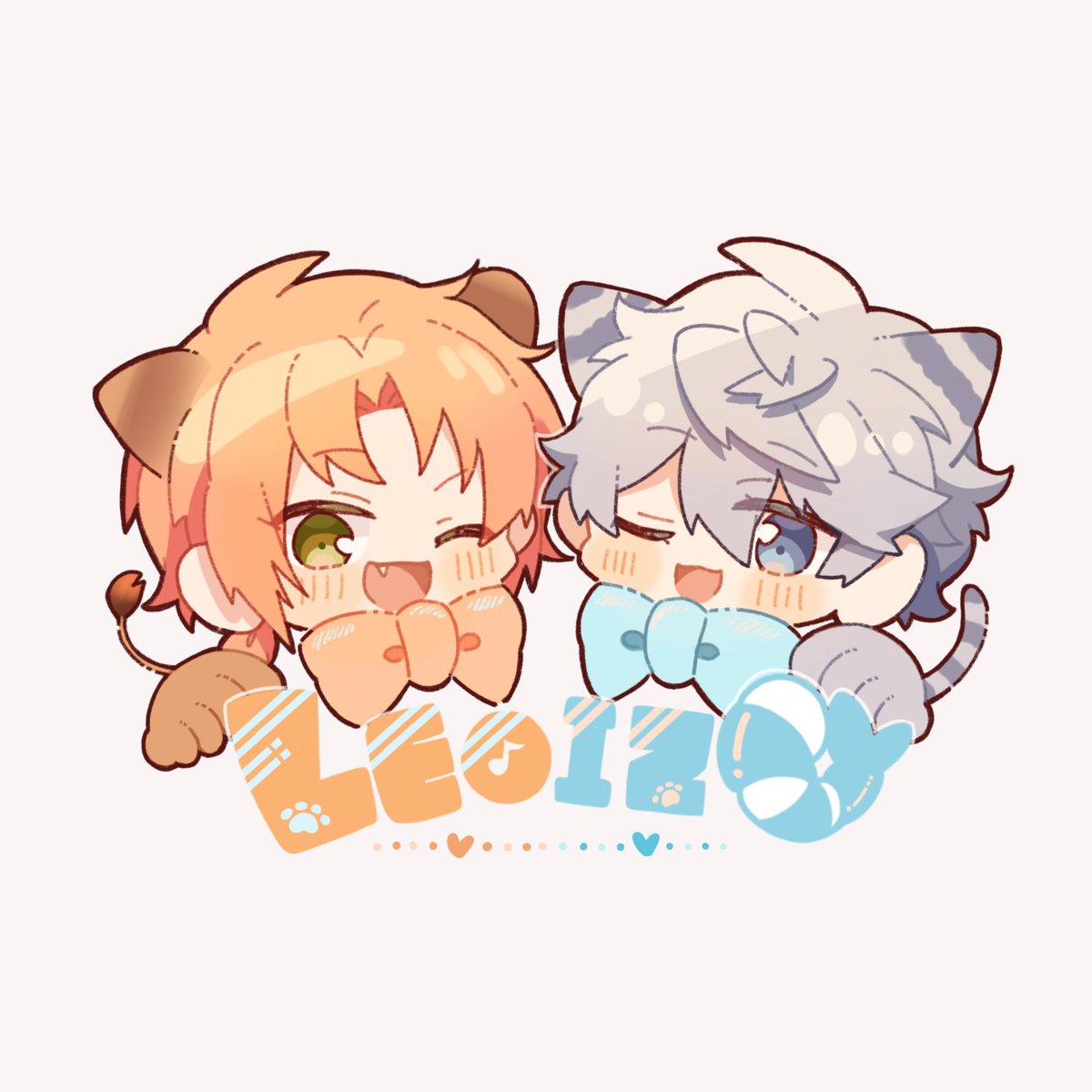 レオいず「これはステッカーになるレオいず🧡💙 」|はるた🦁×🐱のイラスト