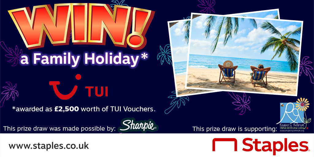 #WIN a holiday worth £2,500 thanks to #Sharpieworldwide 

Enter 👇
1. Follow <a href="/StaplesUK/">Staples UK</a> &amp; <a href="/ReubensRetreat/">Reuben's Retreat</a> 
2. Retweet this post

Winner announced wk/c 3rd Jan 2022 🏆 Running across Instagram, Facebook &amp; Twitter, ONE WINNER ONLY #StaplesUKPrizeDraw

T&amp;C’s: staples.co.uk/Prize-Draws-Te…