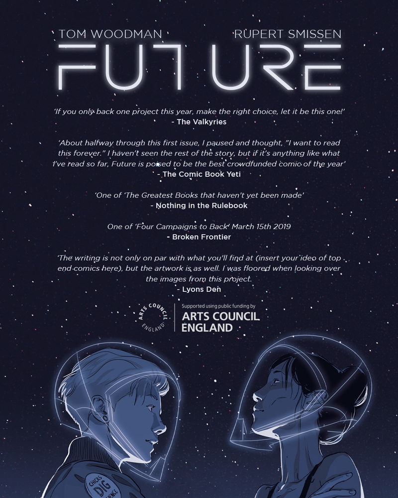 futurethecomic's tweet photo. Oh no, you don't have a Christmas present for *X* yet?

SOLUTION! Future - the Graphic Novel (https://t.co/KQeNeMYl0E) - beautifully reviewed as you can see in the image below.

Time has run out for the last astronaut. https://t.co/uHuhbJUWmj
