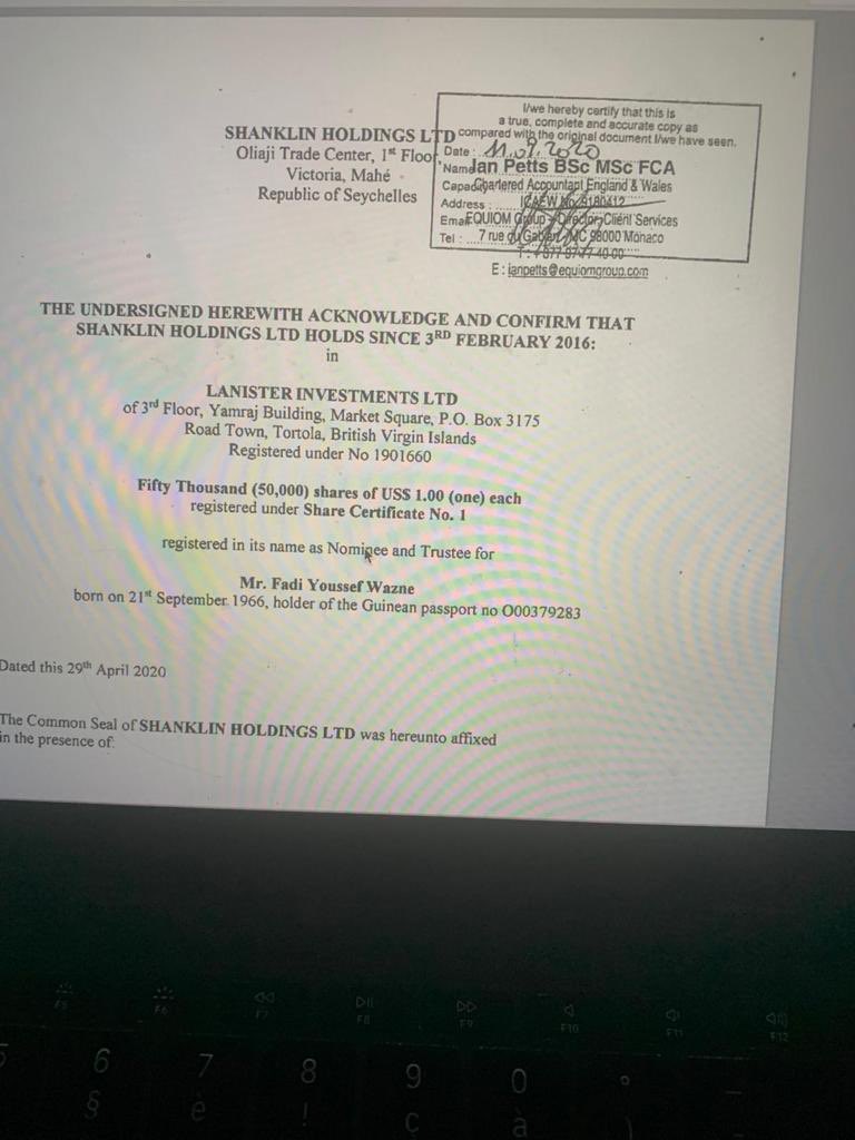 thomasdietrich0's tweet photo. Dans les #PandoraPapers, on retrouve 3 sociétés offshore de Fadi Wazni. Ce Français a bâti un empire minier en #Guinée grâce au dictateur déchu Alpha Condé, dont il était l’argentier. J’ai enquêté sur Wazni, qui tente de me faire taire par une plainte en diffamation. Peine perdue https://t.co/Aju4sv1QGA