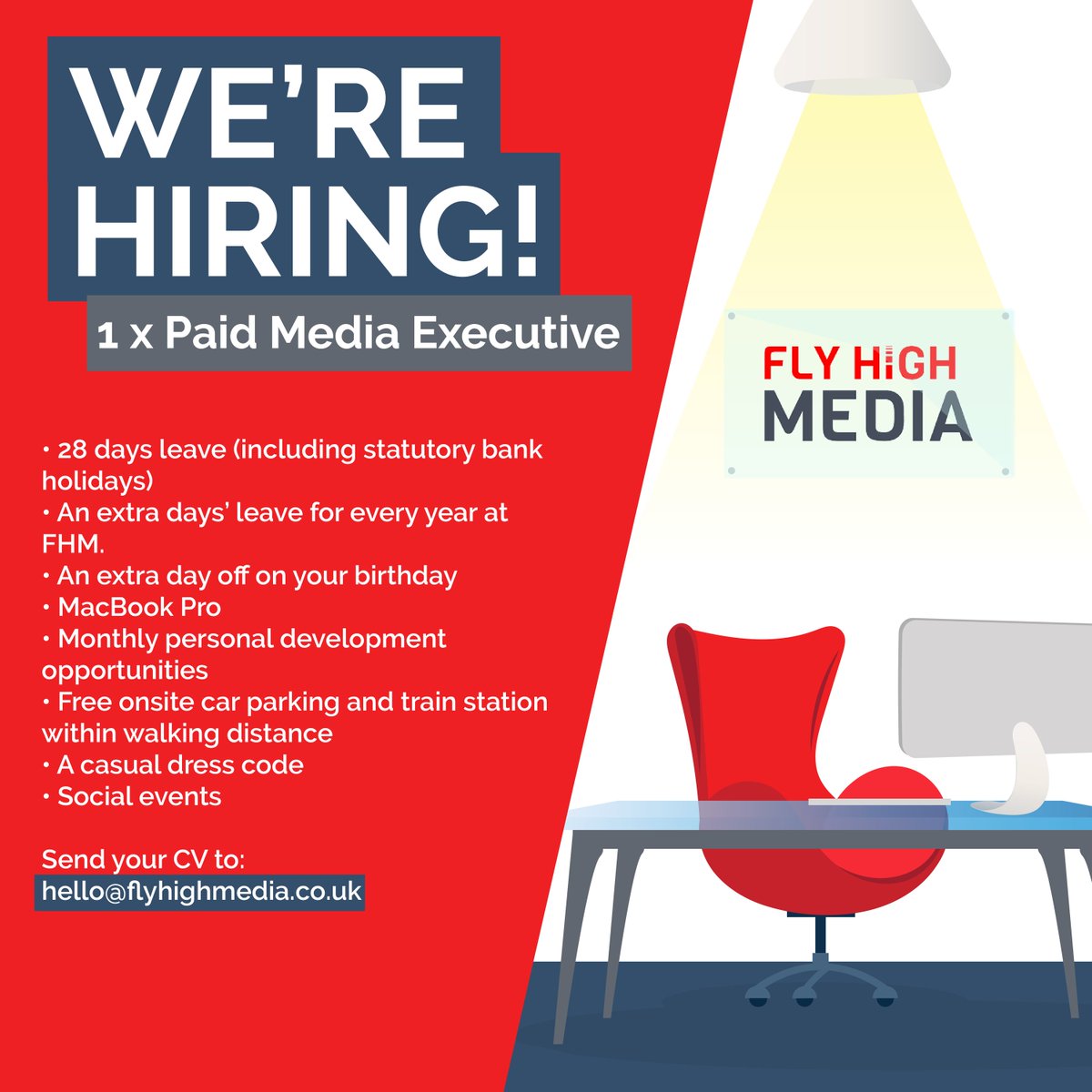 We are hiring!

Visit our website for more details -> flyhighmedia.co.uk/paid-media-exe…