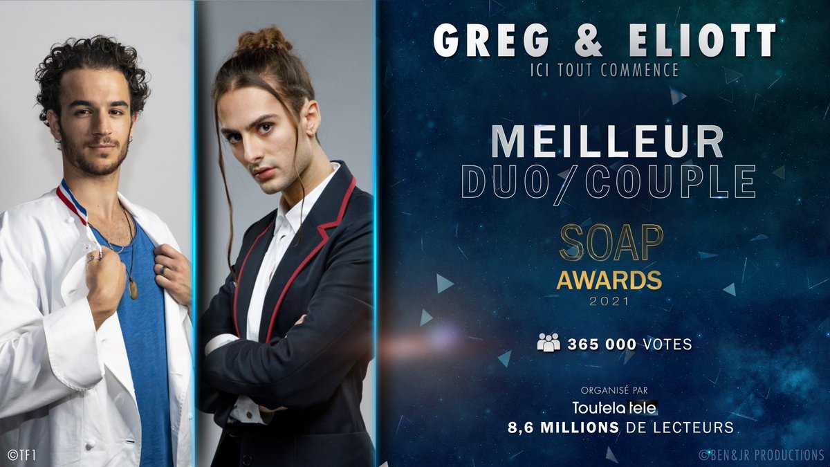 ⭐️ Félicitations à #MikaelMittelstadt et #NicolasAnselmo qui remportent le prix du MEILLEUR DUO / COUPLE aux #SoapAwardsFR 2021 👏

#Greg #Eliott #ITC #IciToutCommence #TF1 <a href="/TF1/">TF1</a>  <a href="/ITC_TF1/">Ici Tout Commence</a>