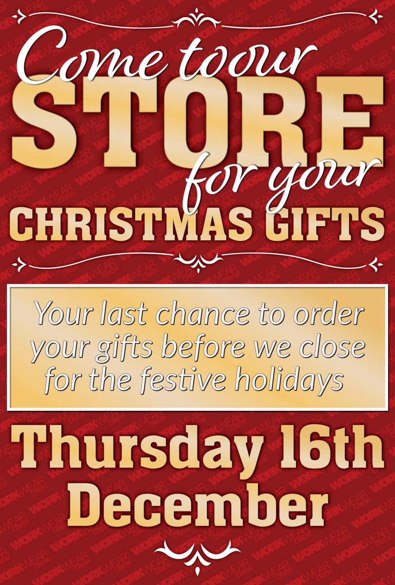 Christmas Gift Shopping at Workwear - Last Orders on the 16th of December mailchi.mp/workwearcrew/c…