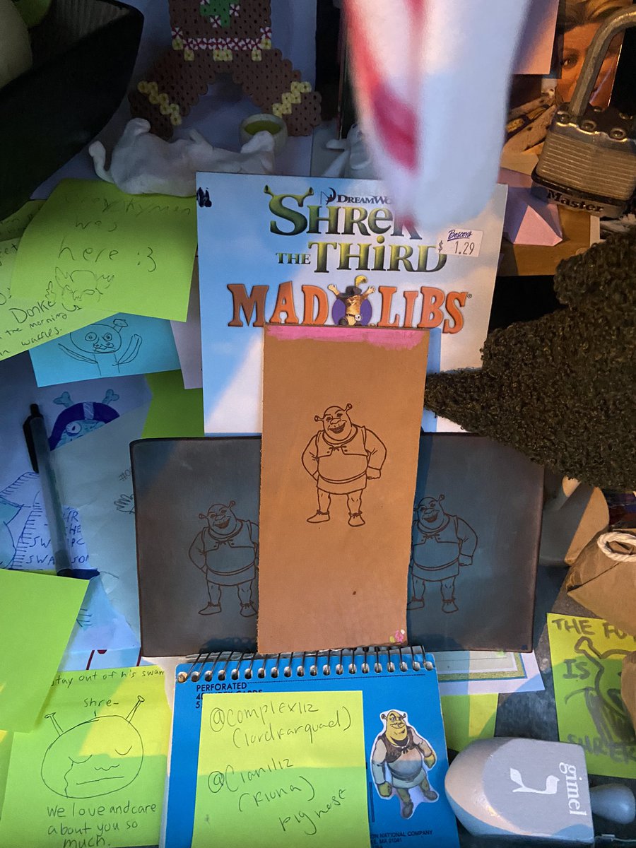shrekbox's tweet photo. Shrek Box is full of holiday cheer! Mad Libs, Shrek in leather and a few presents under our little tree. Stop by all December to see if Santa left anything for you. #shrek #Christmas #ChristmasParty #CountdowntoChristmas https://t.co/FKdqVOqxL1