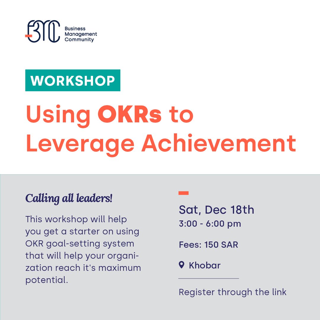 bm_community_sa's tweet photo. The OKR methodology helps leaders guide employees’ efforts on the important work that drives their organization’s ultimate success and achievement. It assists in keeping the entire organization aligned and on track by setting a clear hierarchy of Objectives and Key Results. https://t.co/zk5SpXC7Ws