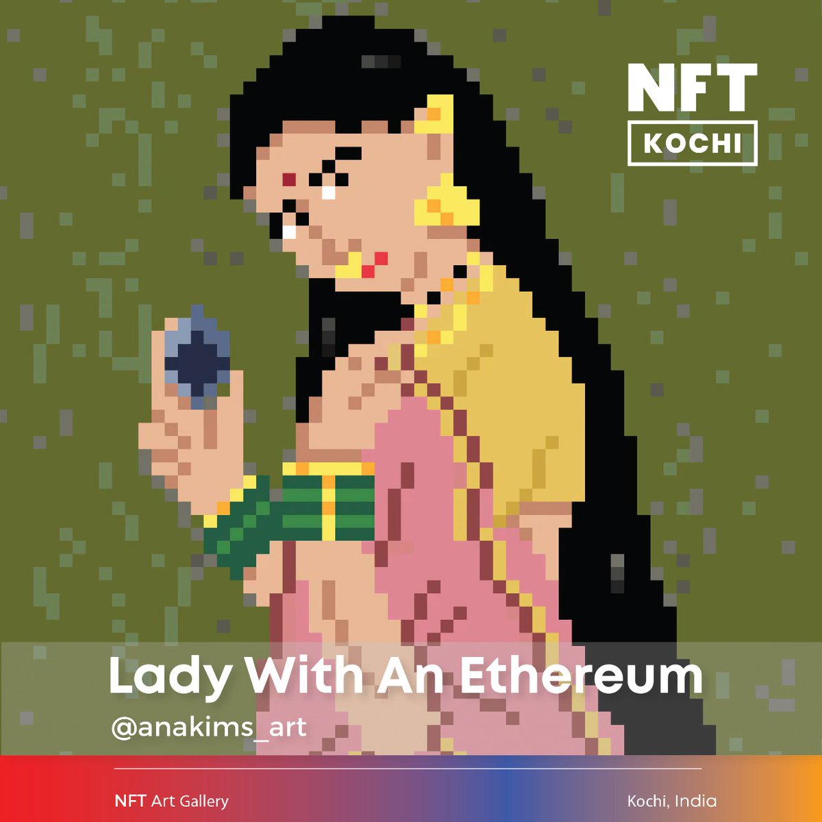 NFTKochi's tweet photo. Lady With An Ethereum by @anakims_art 

#NFTKochi #NFTKochi2021 #NFTCochin #MetaconIndia https://t.co/nXokWi3gyG