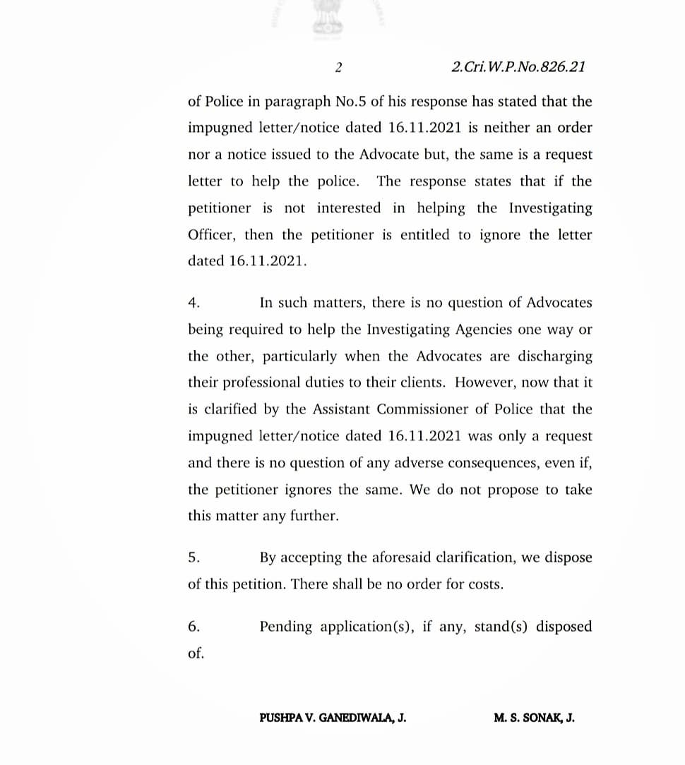 BeingLawman's tweet photo. POLICE OFFICIALS CANNOT FORCE A LAWYER TO TELL WHEREABOUTS OF HIS CLIENTS...
#BombayHighCourt (NagpurBench) has observed that probe agencies can't force #Lawyers to disclose the whereabouts of their clients.
#BombayHighCourt #Equity #Integrity #Humanity #BeingLawman #Maharashtra https://t.co/svh0rxYgbH