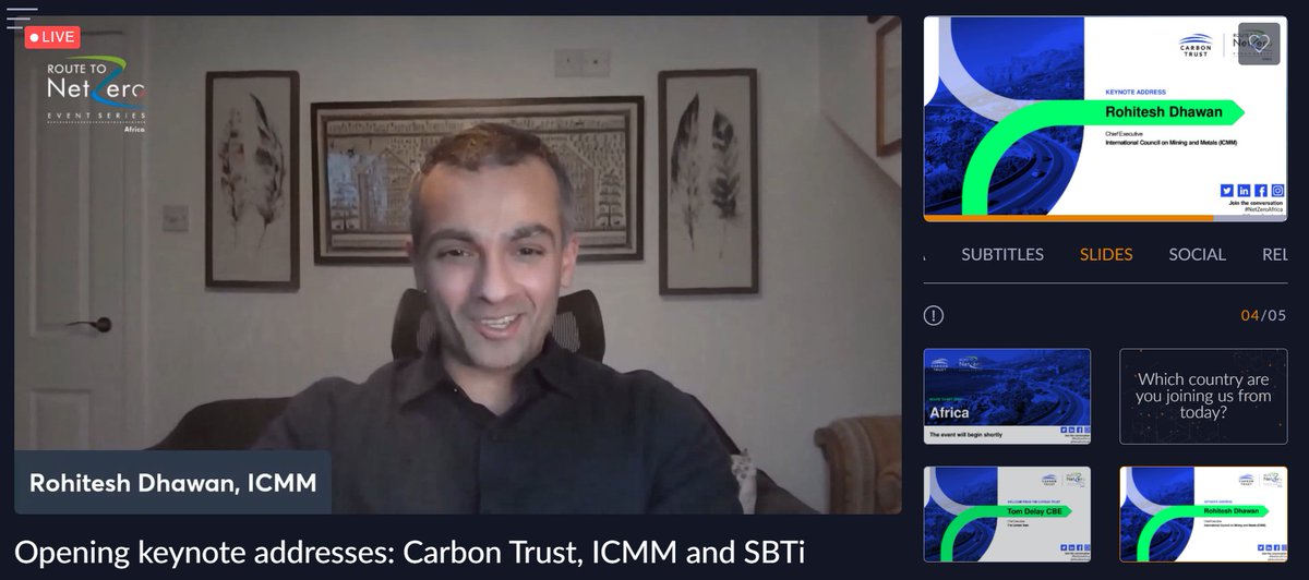 thecarbontrust's tweet photo. “Mineral resources can be a curse or a blessing, depending on how responsibly they’re mined, processed &amp; used. For Africa to be the minerals &amp; metals supplier for the energy transition, they need to be produced in a Net Zero way” – @RohiteshDhawan, CEO @ICMM_com at #NetZeroAfrica https://t.co/4HAYHLVm34