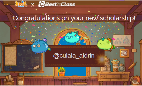 BestInClassGG's tweet photo. 🇺🇸Congratulations!!
@culala_aldrin
 
 We are thrilled to have you join the #BICG team

🇪🇸Felicitaciones!!
@culala_aldrin

Estamos felices de tener en el equipo de #BICG

Discord: https://t.co/x60wfEmojy

#AxieInfinity #AxieScholarship #AxieInfinityScholar https://t.co/cUe2HxLzdb https://t.co/h920kxPSP1