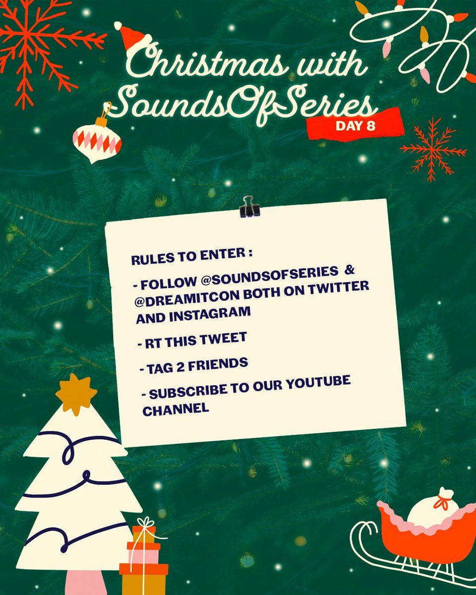 SoundsOfSeries's tweet photo. #CHRISTMASWITHSOS - Day 8
Win a Sunset Curve pass for the 'Back To The Musical World' convention by @DreamitCon #BTTMW
To enter :
▪️ Follow @SoundsOfSeries & @DreamitCon on Twitter & Insta
▪️ RT this tweet
▪️ Tag 2 friends
▪️ Subscribe to our channel: https://t.co/LcicAt5y9l https://t.co/amDCywcQql