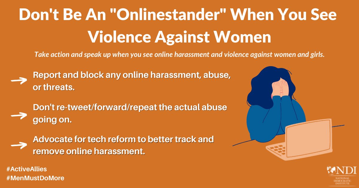 anakadov's tweet photo. Don't be an "onlinestander" when you see violance against women. Take following actions and speak up when you see online harassment and violation against women and girls! #16DaysofActivism2021 #ActiveAllies #MenMustDoMore #NDIAlbania @NDIWomen 
👇 https://t.co/3TfaT12y6b