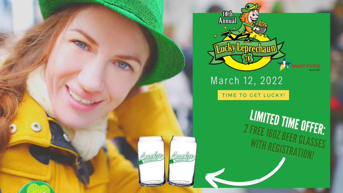 LuckyLepRun's tweet photo. Register TODAY for the Lucky Leprechaun Run 
on March 12, 2022 and receive 2️⃣ Limited Edition beer glasses! 🍺🍺
*offer ends 12/23/21
Sign Up TODAY! ONLY $39.99
Register-https://t.co/DVXG4dla2R https://t.co/T5i5u4GlKt