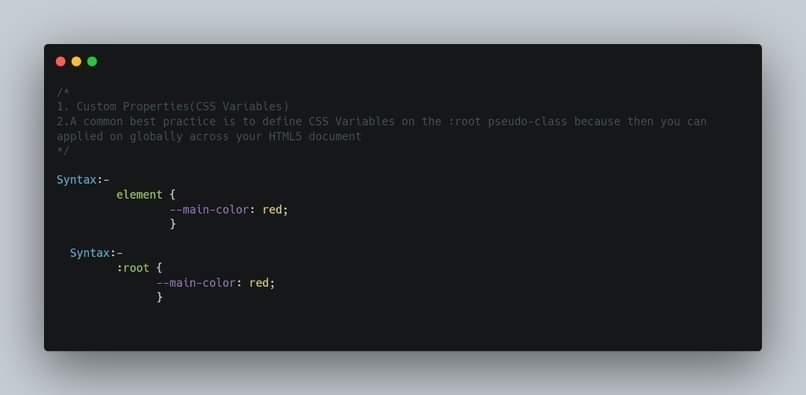 ChotwaniBharat's tweet image. CSS3 Custom Properties
why should use it?
1. You can put a repeating value in it like color,bg-color ect.
2. You can access the value anywhere in the document(html5). By using the var() function
#webdev #webdevlopment #FrontEndDevlopment #100daysofcode #html5 #css #frontenddev