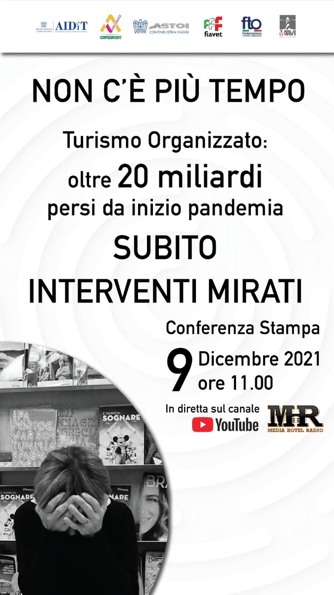 3ZZATRAVEL's tweet photo. -1 
#noncepiutempo
🔴 In 2 anni di pandemia il turismo organizzato ha perso oltre 20 miliardi di euro.
Domani le Associazioni di categoria si incontrano in una conferenza stampa congiunta per chiedere interventi mirati #subito
🎙 Diretta Streaming al link: https://t.co/2IQIviVaP5 https://t.co/8dOMlJ6vtc
