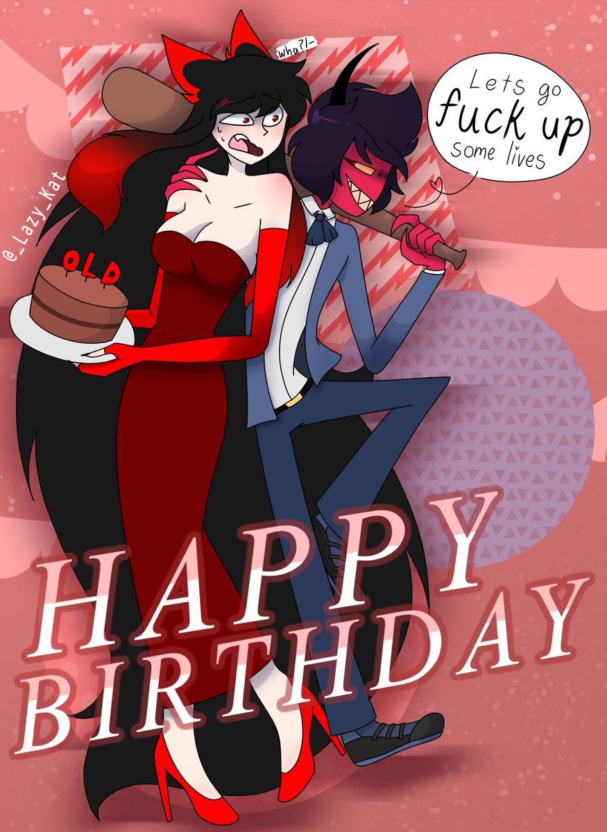bbreggz's tweet photo. There is this stimky person named @Alastor_Sasuko-
Jk happy day of birth sasu, your even older new mwahah 🎉🎂
#HazbinHotel #HelluvaBoss #helluvabosskat #Fanarts https://t.co/3eE6vlbqJJ