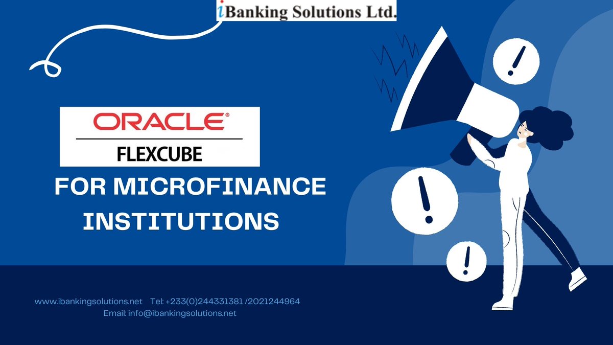 iBanking_Sol's tweet photo. Oracle FLEXCUBE for Microfinance provides Microfinance Institutions (Savings and Loans Companies) with Flexible Environment that provides distribution, offers faster Product definition, better Risk Insight and Reporting Capabilities.
#oracle #banking  #SavingsandLoans https://t.co/31TBxNUWrX