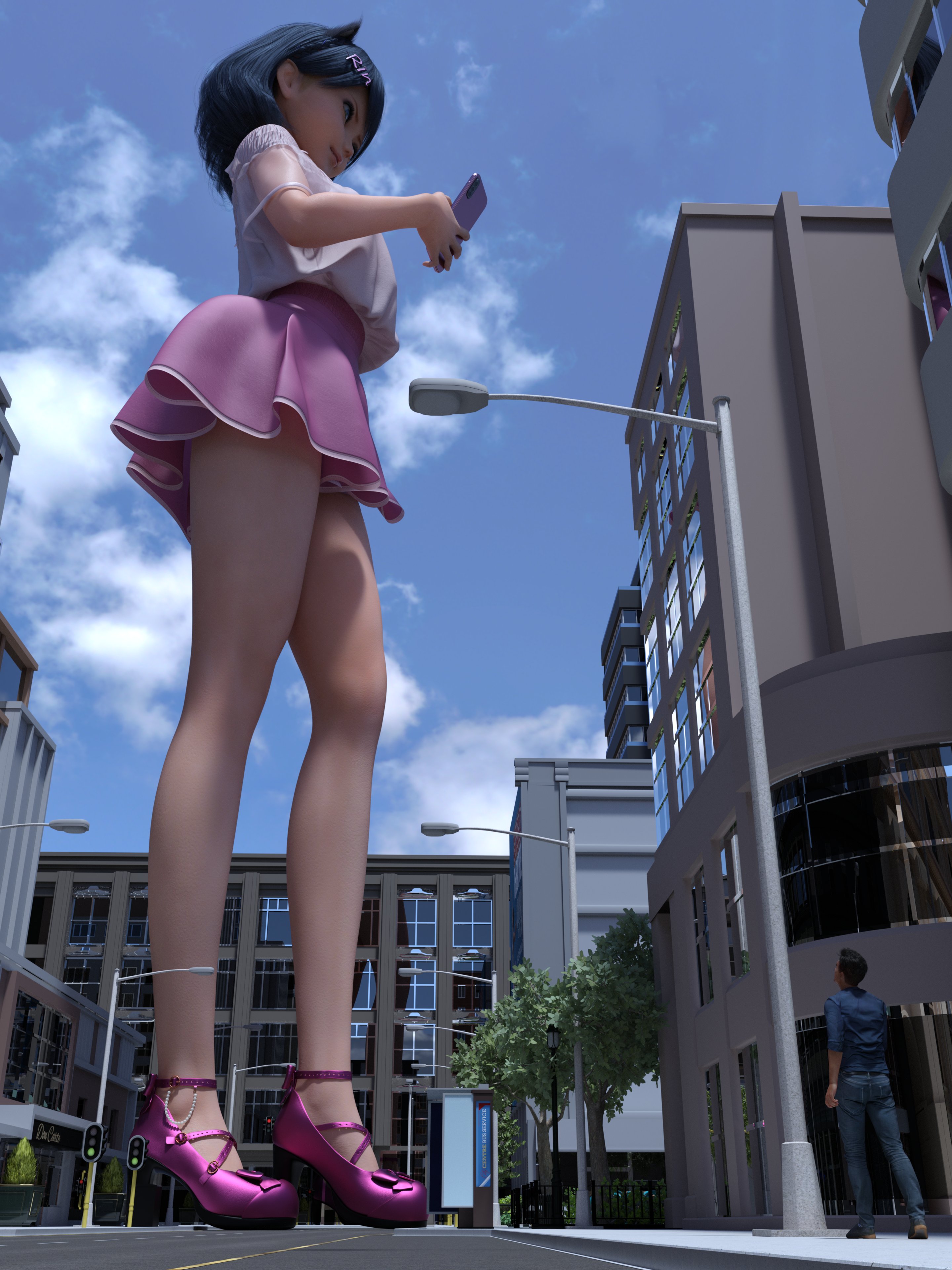 逆さ撮り写真　女子高生  / X