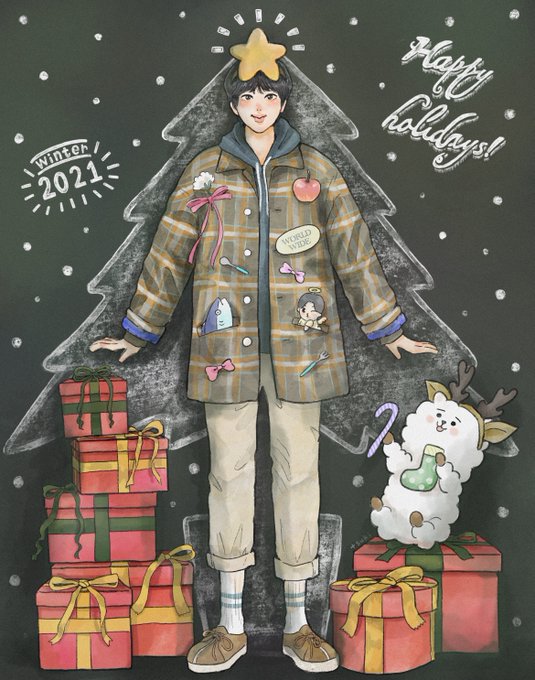 Happy Holidays!
🐹🎄🌟

ピカピカ光るGIFもツリーにあります💫

#btsfanart
#JIN 