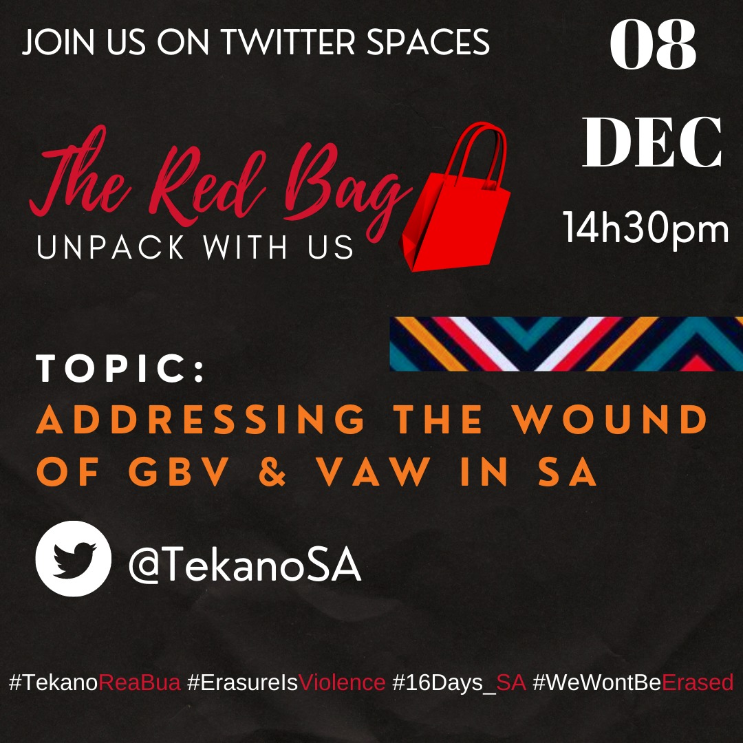 HACCSA - Health Advocacy & Clinical Compliance SA (@haccsas) on Twitter photo #TekanoReaBua - don't miss this session!
#ErasureIsViolence #WeWontBeErased #16days_SA
@AspenNewVoices <a href="/HastSig/">PHASA Civil Society HAST SIG</a> <a href="/PublicHealthSA/">PHASA</a> <a href="/CivilSociety_SA/">Community Constituency Front (CCF)</a> <a href="/CCFront/">Community Constituency Front (CCF)</a> <a href="/TekanoSA/">Atlantic Fellows for Health Equity SA</a> #TekanoReaBua - don't miss this session!
#ErasureIsViolence #WeWontBeErased #16days_SA
@AspenNewVoices <a href="/HastSig/">PHASA Civil Society HAST SIG</a> <a href="/PublicHealthSA/">PHASA</a> <a href="/CivilSociety_SA/">Community Constituency Front (CCF)</a> <a href="/CCFront/">Community Constituency Front (CCF)</a> <a href="/TekanoSA/">Atlantic Fellows for Health Equity SA</a>