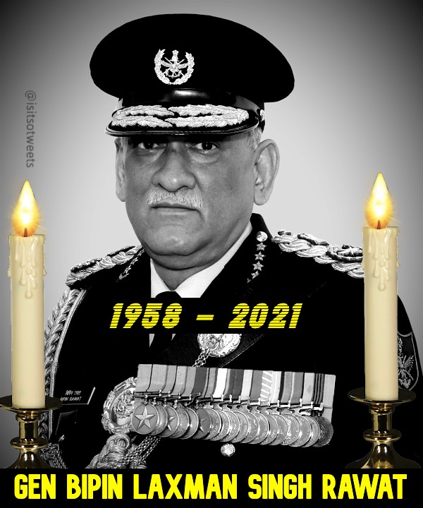 Isitsotweets's tweet photo. Black day for India!
Chief of Defence #BipinRawat died in an unfortunate helicopter crash! 🖤🖤🖤 🇮🇳 🇮🇳 🇮🇳

#BipinRawatHelicopterCrash 
#Bipin_Rawat #Coonoor 
#BreakingNews #CoonoorHelicopterAccident https://t.co/SY2u3Ic3aG
