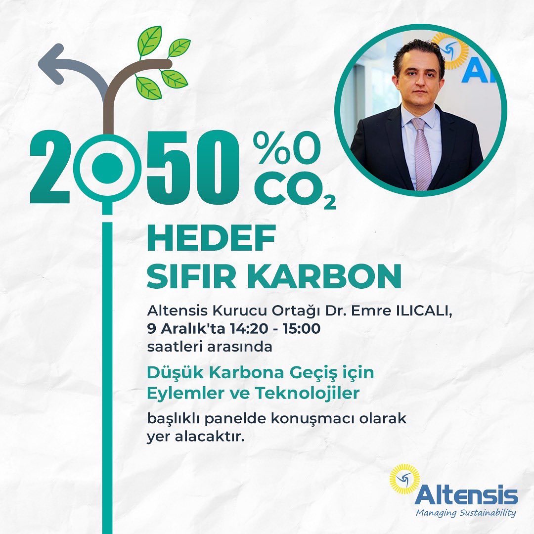 QuickCarbon_Tr's tweet photo. Altensis Co-Founder Dr. Emre Ilıcalı will take place as a speaker in the panel titled "Actions and Technologies for the Transition to Low Carbon" between 14:20 - 15:05 on 9 December. https://t.co/KYCWuNMP2P