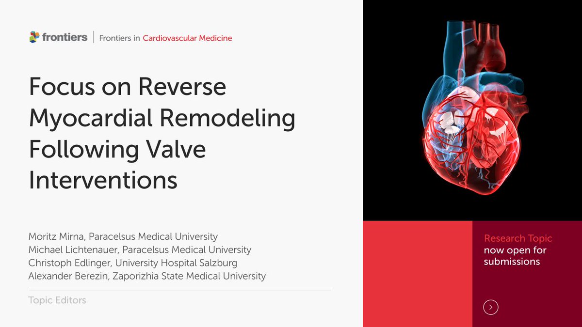 FrontCVMedicine's tweet photo. #CallForPapers "Focus on Reverse Myocardial Remodeling Following Valve Interventions"

🗓️ 12th March 2022

Submit your paper here 👉 https://t.co/vmPxh7llIH https://t.co/PcUeCYG1uc