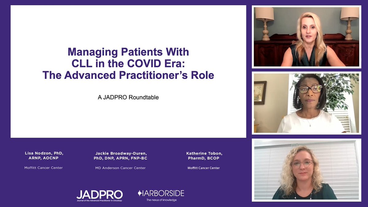 JADPRO's tweet photo. Participate in the entire JADPRO #RoundtableSeries on the role of the #AP managing #CLL in the COVID era all at one time or watch each video at times convenient for you. Get started here: https://t.co/QOXGBcjVre https://t.co/YPzwO0BnkS