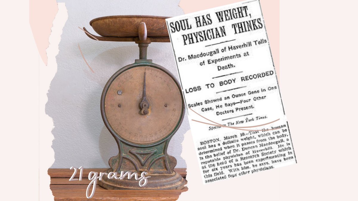 21Grammori's tweet photo. The 21 Grams Experiment” was a 1907 study to measure the mass lost when the soul departed the body –  their proof of the existence of a soul weighed 21 grams. While the experiment is considered flawed it did spark art, film and contemplation around death.

 #womanowned #shoplocal https://t.co/AAqkc969zW