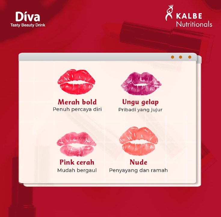 DIVABeautyID's tweet photo. Rasanya lipstik itu jadi senjata wajib buat para Ladies, di mana pun dan kapan pun. Tapi kamu tau enggak sih, kalau lipstik yang kamu pakai itu bisa mencerminkan kepribadian? Yuk, coba lihat selengkapnya. Mana nih yang kamu banget? #GlowLikeDiva https://t.co/FSNcl9pJR6