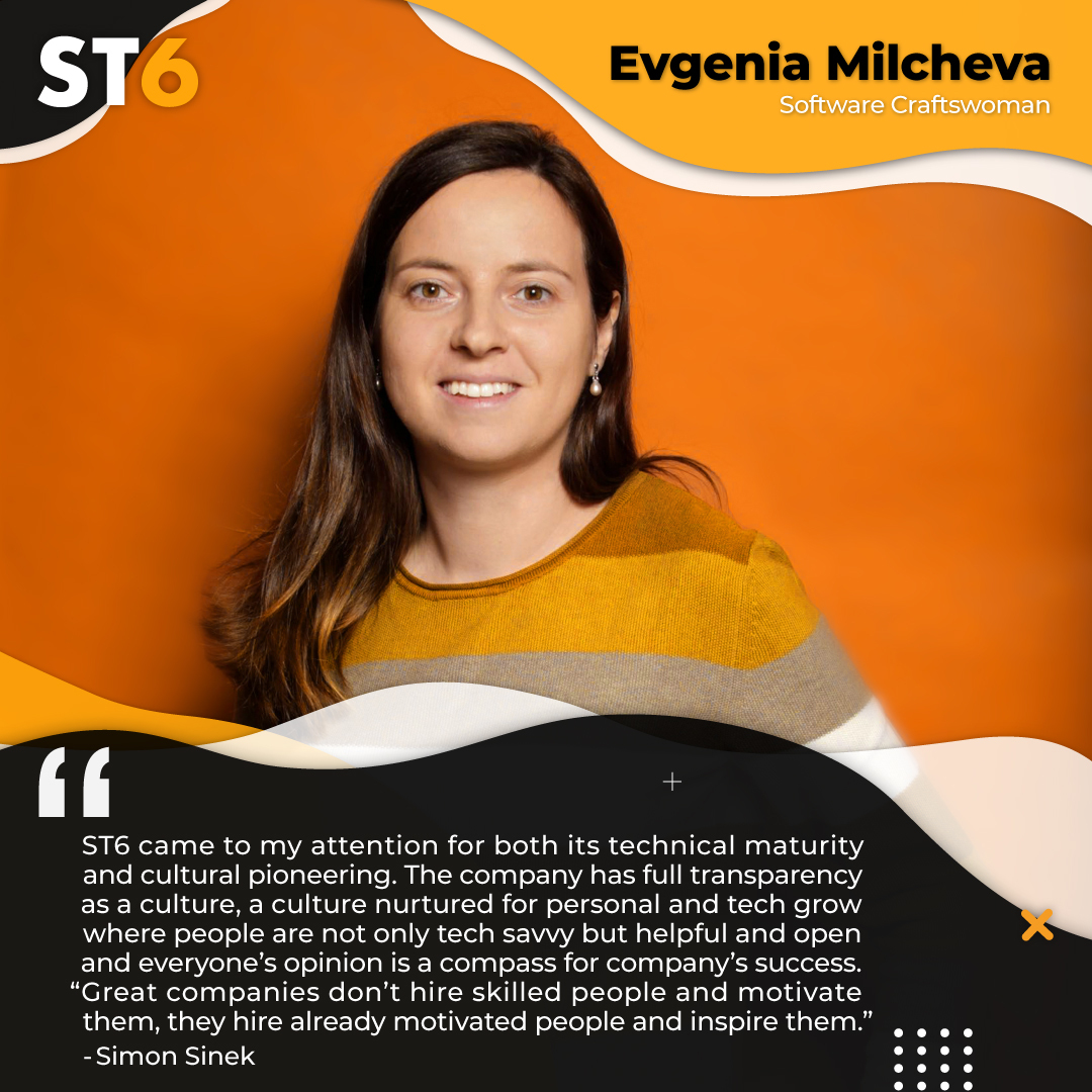 Meet Evgenia Milcheva, our newest ST6er! 🎉

Welcome aboard, Zheni! We hope you’ll always feel free to innovate, speak up, share your thoughts and challenge us. We’re all going to grow together here, and we look forward to it! 🧡

To many years ahead! 🥂

#ST6 #team #culture