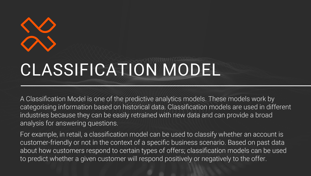 Pangaea_X_'s tweet photo. A #ClassificationModel is one of the #PredictiveAnalytics models & they work by categorising information based on historical data. They are used in different industries because they can be easily retrained with new data & can provide a broad analysis for answering questions. https://t.co/o9r05kF4pL