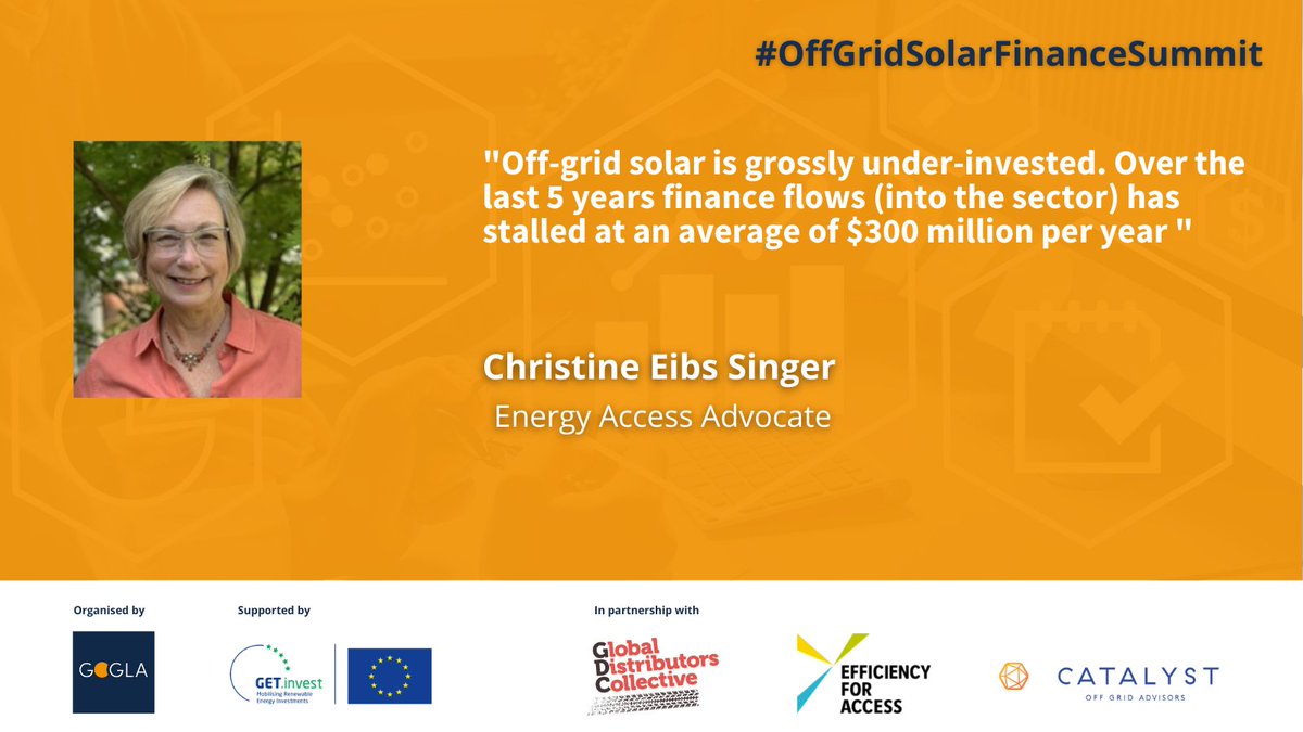 GOGLAssociation's tweet photo. Off-grid solar has already reached 420 million people with #energyaccess, but as a sector is grossly under-invested, says Christine Eibs Singer at the #OffGridSolarFinanceSummit.
Register and tune in here: https://t.co/zUh9QtVqUv https://t.co/rLUUQSUvkk