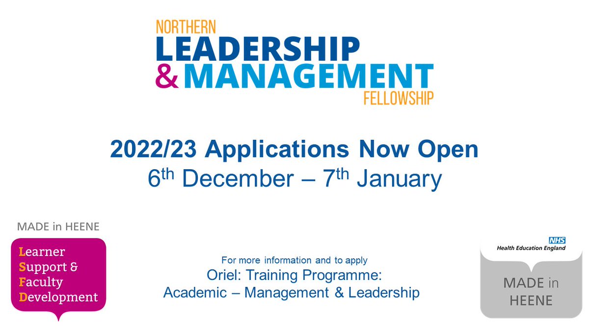 📣Trainees📣

Applications for our L&amp;M fellowship are open.  

An opportunity to develop skills &amp; experience as a trainee advocate in postgraduate training.

Join current Fellows online for Q&amp;A
9th &amp; 23rd Dec @ 19:00 tiny.cc/qzamuz

Full details oriel.nhs.uk/Web/PermaLink/…