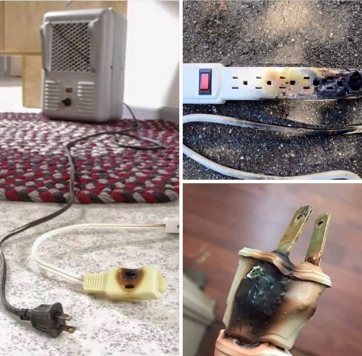 ajax_fire's tweet image. A picture is worth a thousand words so we'll just add some context. These photos were taken approx. 6 yrs ago from a call that Collins FD responded to. It's a good reminder to never plug a space heater into a power bar.  (pc Mississippi State Fire Marshal) #AjaxFire @TownOfAjax