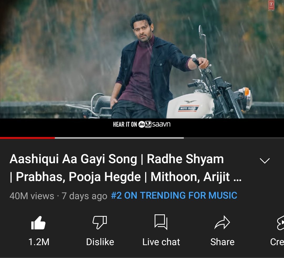 TeamTWTPOffl's tweet photo. 40M Views For #AashiquiAaGayi In Just 7 Days With 1.2M+ Likes 

Watch Song Here -> https://t.co/0sCEiNwUPJ
#Prabhas #RadheShyam https://t.co/EKxnKlDols