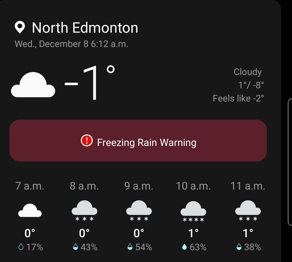 caitlanjohnson8's tweet photo. Just wondering if busses will be delay this morning due to freezing rain and icy roads? #yegtransit #yegroads https://t.co/TNHw1UfQ7A