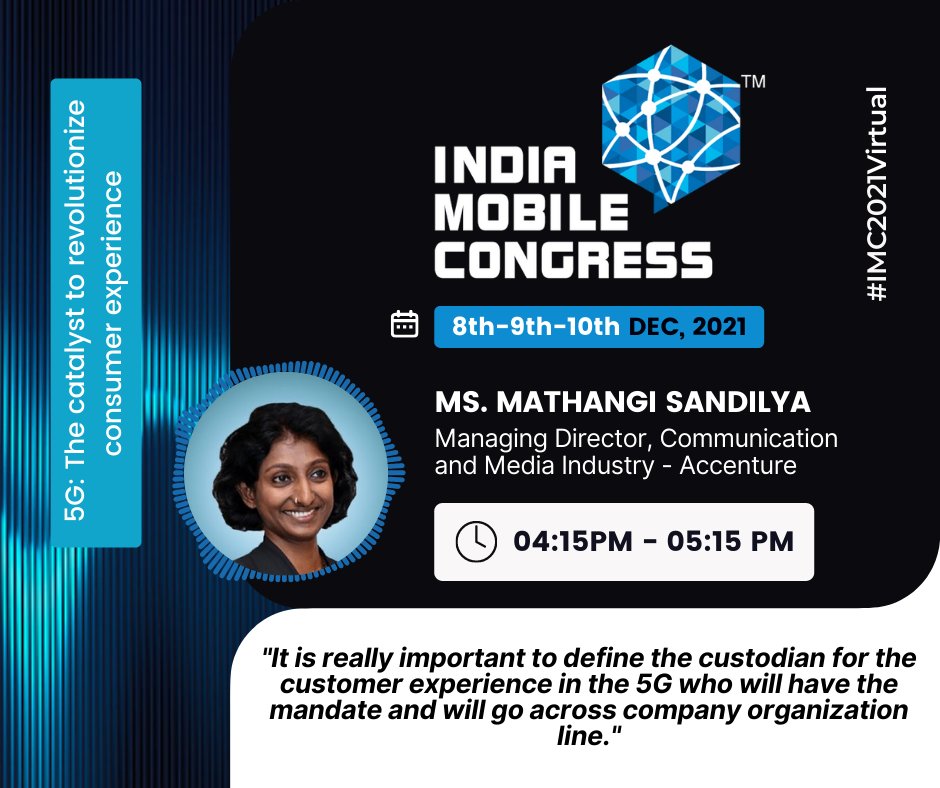 exploreIMC's tweet photo. Ms. Mathangi Sandilya, Managing Director, Communication and Media Industry, Accenture at #IMC2021Virtual 
#AccentureAtIMC 

Register- https://t.co/eBLVoMq0OK

@ConnectCOAI @DoT_India @exploreIMC @PMOIndia https://t.co/or6ZC6pBKt