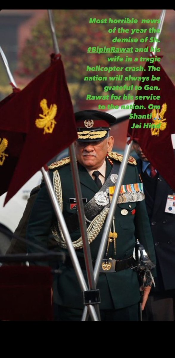 KR_Insta2's tweet photo. Kangana Ranaut: "The nation will always be grateful to Gen.Rawat for his service to the nation,Om Shanti 
Jai Hind."
#KanganaRanaut #BipinRawat #बिपिन_रावत https://t.co/zN6GJq1BUr