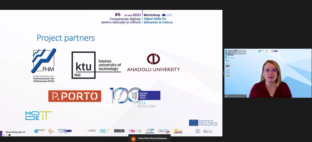 #MODEIT project at DigiSkills #workshop organized by <a href="/elearning_upt/">elearning_upt</a>, gathering over 1.500 participants👏
<a href="/diando70/">Dr. Diana Andone</a> presented the skills for Open University Education🌐 developed within the project &amp; its objectives 👉 implementing #MOOCs, delivering #digitalskills &amp; #onlinecourses