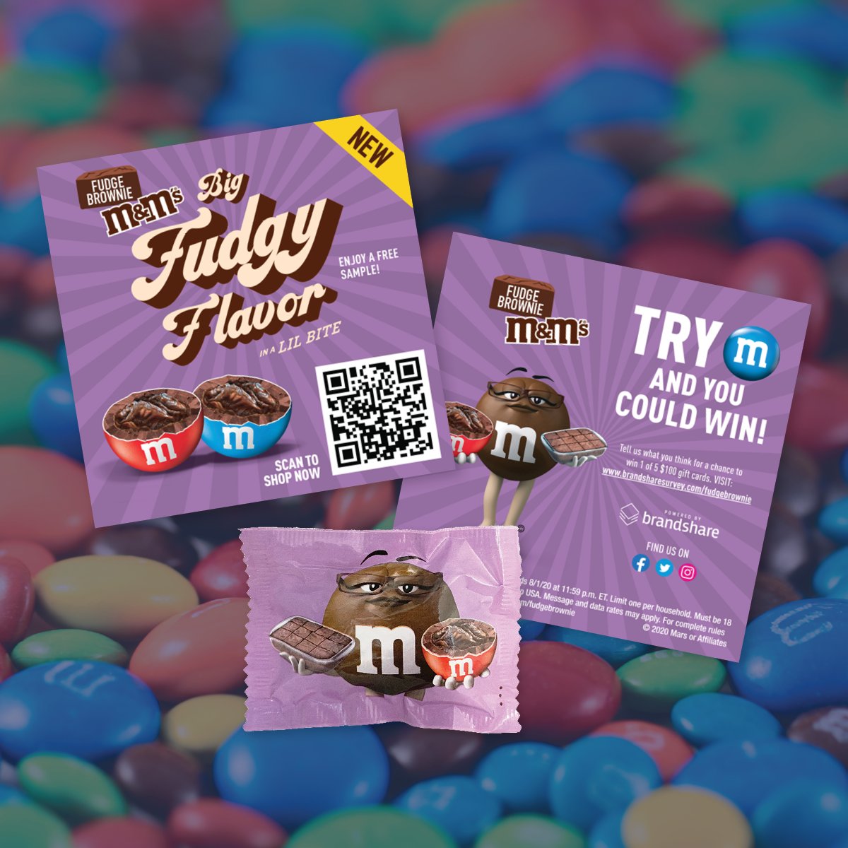 BrandShareUS's tweet photo. Celebrating National Brownie Day with a throwback to a recent fudge-filled M&amp;M’s Fudge Brownie campaign. Through our Connected Sampling™ solution, M&amp;M’s drove trial through e-commerce distribution and gained valuable consumer insights through a custom survey. 
#ConnectedSampling https://t.co/txqKiIBbYd