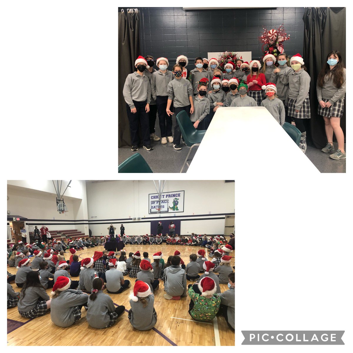 BenoistCPOP's tweet photo. 6th grade Santas in prayer and spreading joy. @CPOPGators https://t.co/B4FCatZU8h