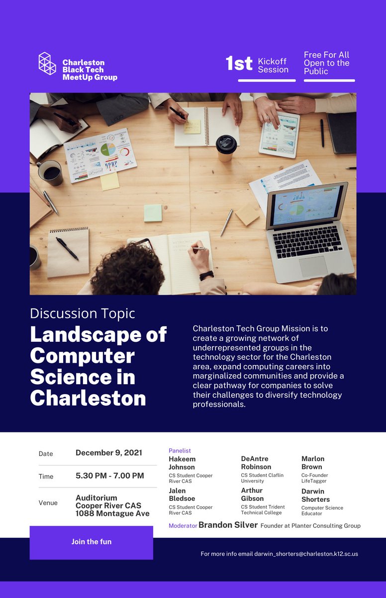 MrShorters's tweet photo. Let's Diversify the Charleston Tech Scene. @CooperRiverCAS #CSEdWeek https://t.co/wEpAMvfHf8