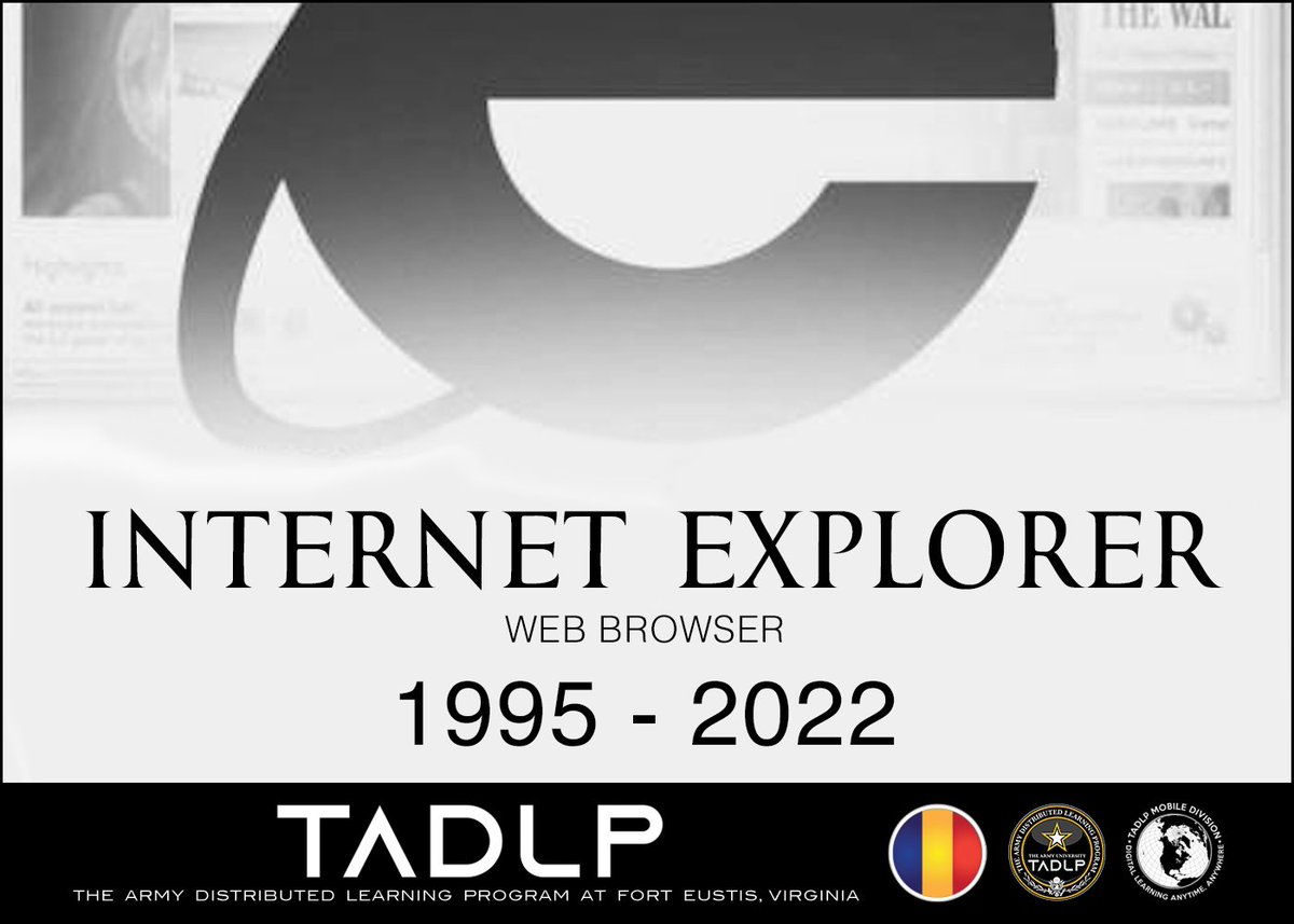 ArmyUniversity's tweet image. DISTRIBUTED LEARNING TECH COMMUNITY: RIP TO THE BROWSER EVERYONE OFTEN USED…to download another browser. To learn more about TADLP products &the people who create them, visit tadlp.tradoc.army.mil
#DistributedLearning #TADLP #Smartphone #MobileLearningTADLP
@TRADOC @usacac