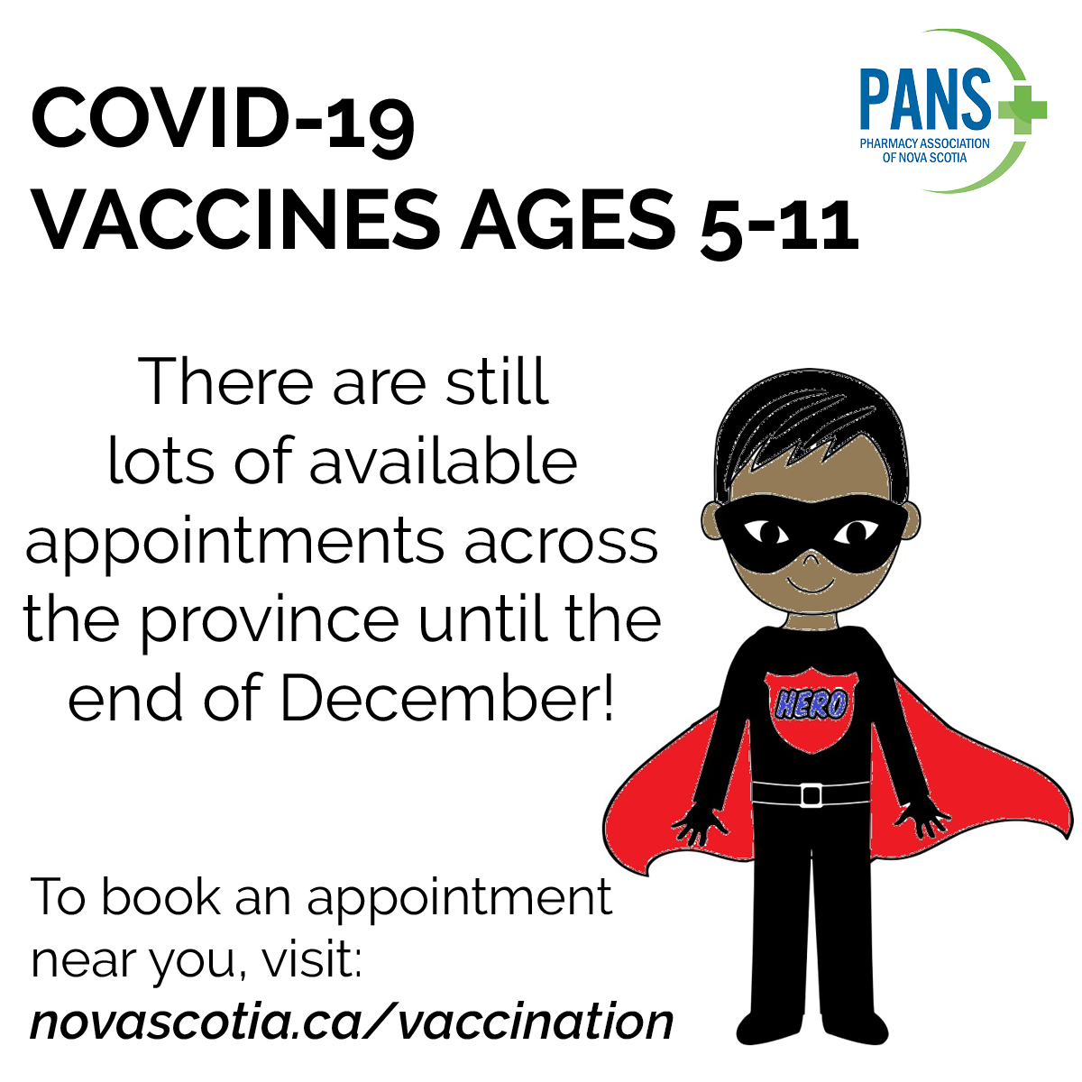 PharmacyNS's tweet photo. There are still lots of available COVID-19 vaccine appointments across the province for children ages 5-11, right until the end of the month! 

To book an appointment near you, visit: https://t.co/R7wmcEYH6o https://t.co/VMqsyiL0VV