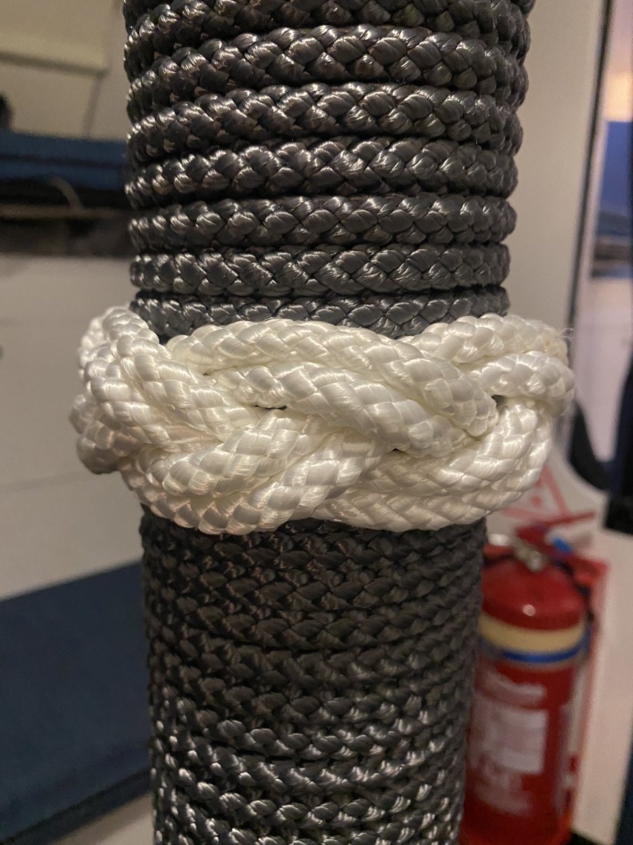 If you can’t tie knots tie lots!! NY practicing his rope work, @CdrJamieWells @WO1MickTurnbull heart of oak @sea_cpo #tyingaturkshead #turksheadsovertinsel