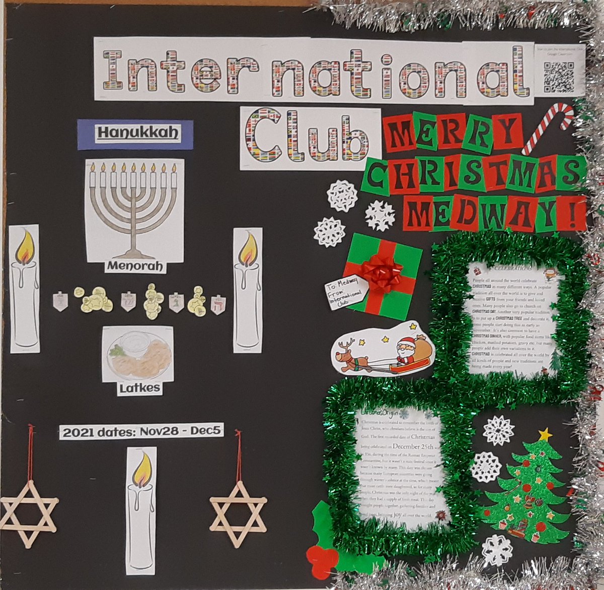 Sra_Laird's tweet photo. #MedwayHS International Club's #Hanukkah / #Christmas bulletin board wishing everyone a happy holiday season! 

#Medwayhighschool https://t.co/xDsJ0xQmnO