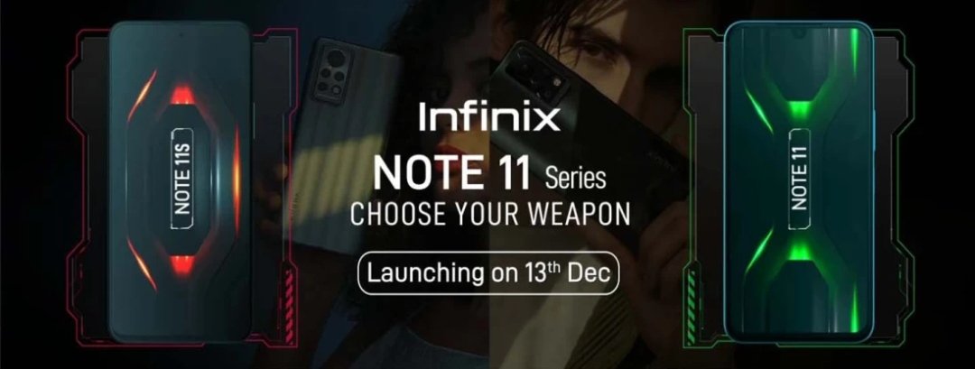 rockleaks's tweet image. Infinix Note 11 Series Launching on 13th December in India. 

#infinix #infinixnote
#InfinixNote11 #infinixnote11s