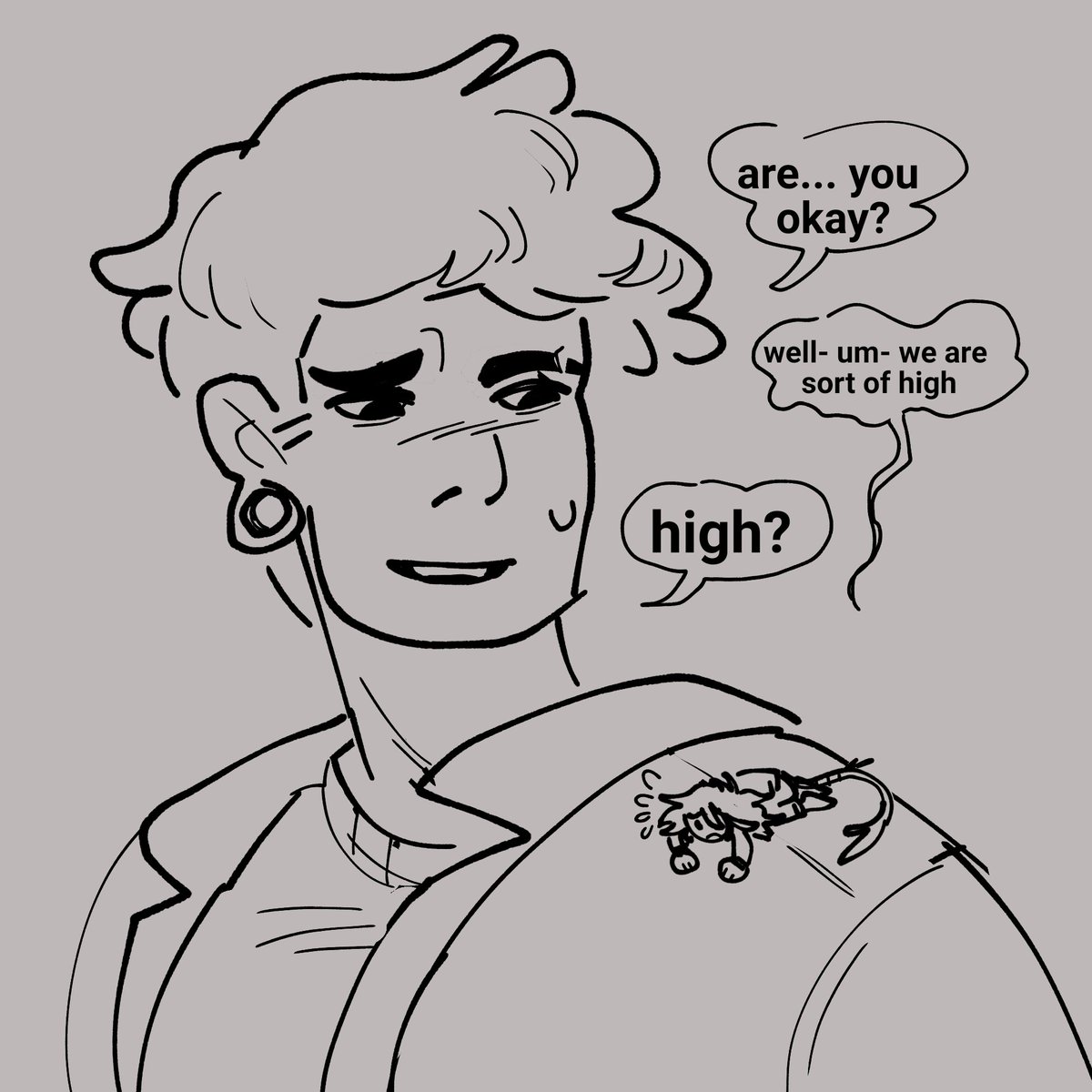 leetletheif's tweet photo. climbing to the top of the highest shelf? easy. 
staying on nicos shoulder? no way. 
selective fear of heights 
#sizetwitter #sfwgt https://t.co/0GuyfmQzxr