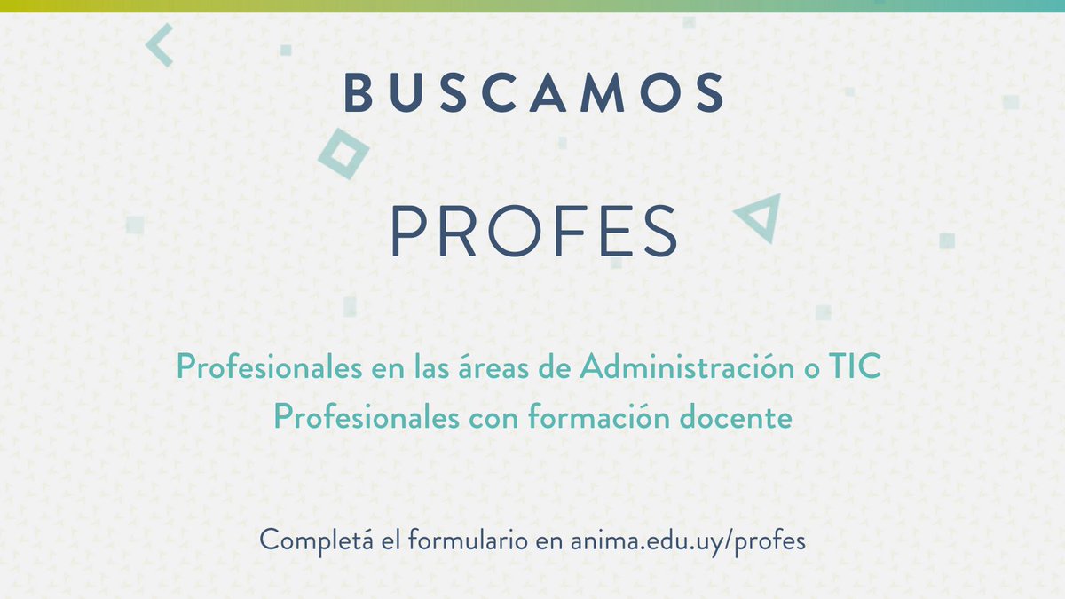 animadual's tweet image. ¿Querés ser profe de ÁNIMA? 🙌

Te invitamos a formar parte de un equipo innovador, comprometido con la formación de los y las jóvenes y con su desarrollo profesional y personal.

Postulate completando este formulario
➡️anima.edu.uy/profes