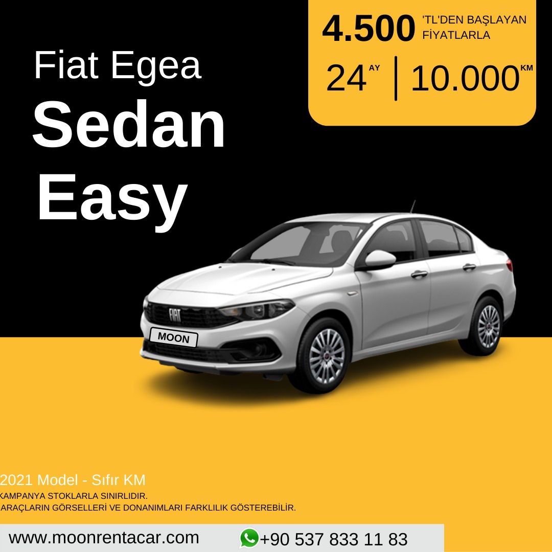 Uzun dönem kiralayın, farkına varın 

Fit Egea 1.4 fire 95HP

2021 Model Sıfır Kilometre 
Benzin Manuel Vites

4500 TL +KDV'den başlayan fiyatlarla 

Detaylı bilgi için: 0850 532 11 93

#moonrentacar #filokiralama #aylıkaraçkiralama #uzundönemaraçkiralama #izmirairport #izmir